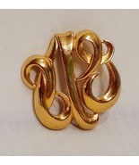 Shiny Abstract Interlocked Curly Brooch Pin Gold Tone 1  1/2&quot; Metal Broo... - £15.04 GBP