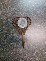 4.5&quot;  Heart Shaped Metal Flower Wall Coat Towel Hook Hat Hanger Boho Decor - £15.10 GBP