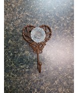 4.5&quot;  Heart Shaped Metal Flower Wall Coat Towel Hook Hat Hanger Boho Decor - $19.79