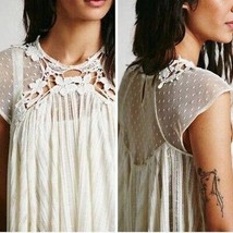New Free People Stars Align Swing Top LACE $98  X-SMALL  Eggshell  - £31.85 GBP