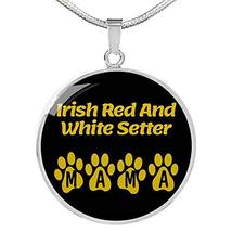 Irish Red And White Setter Mama Circle Necklace Engraved Stainless Steel 18-22&quot;  - £47.45 GBP