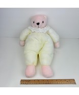 Vtg Puffy Teddy Bear Pink Plush White Yellow Outfit Parachute Body Nylon... - $65.44