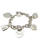 Vintage Tiffany &amp; Co. 925 Sterling Silver Toggle Charm Bracelet Box and ... - £560.90 GBP