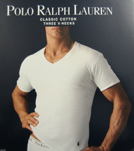 3 Polo Ralph Lauren Mens Cotton Black V-NECK T-SHIRTS Undershirts S M L Xl Xxl - £29.15 GBP
