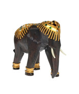 Royal Majestic Elephant Carved Rain Tree Wood Figurine Sculpture - £25.37 GBP