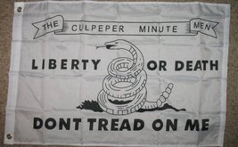 Culpepper Minute Men Gadsden Flag 2&#39;x3&#39; White Tea Party Banner - £3.56 GBP