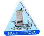 Hotel Europa  Copenhagen Denmark  Triangle Luggage Label - £10.87 GBP
