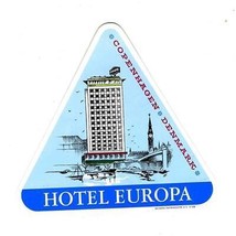Hotel Europa  Copenhagen Denmark  Triangle Luggage Label - £10.89 GBP