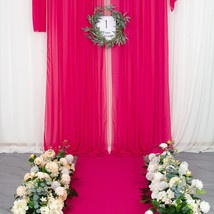 Shinybeauty Chiffon Backdrop Curtain Hot Pink 10&#39; X 8&#39; Chiffon Curtains For - £28.76 GBP