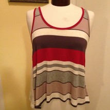 Grass Collection Women&#39;s Top Stripe Sleeveless Lace Crochet Back Top Siz... - $11.88
