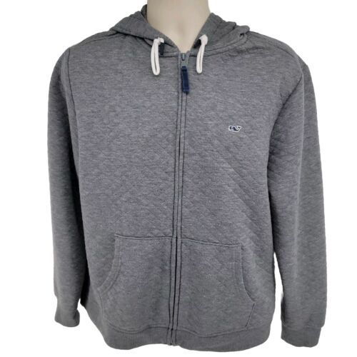 Primary image for Vineyard Vines Gray Hoodie Size M Full Zip Quilted Logo