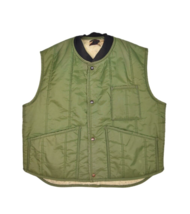 Vintage Work Vest Mens XL Green Sherpa Lined Snap Button Made in USA Jacket - £30.18 GBP