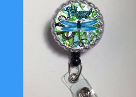 dragonfly personalized w/ur name Badge Retractable Reel ID Holder nurse cna - £3.78 GBP