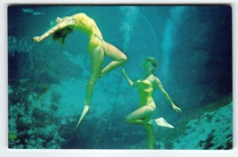 Weeki Wachee Mermaid Florida Vintage Postcard 2 Women Perform Underwater Chrome - £8.54 GBP