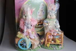 Preparing For Spring &quot;Peter and Patricia&quot; Easter Bunny Rabbit Figurines Set Of 2 - £25.65 GBP