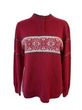 Woolrich Sweater Womens Medium Red Alpaca Blend High Neck Popover Cozy Alpine - £19.20 GBP