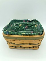 Longaberger 1996 Green Remembrance Berry Basket with Emerald Vine Liner COMBO - $18.66
