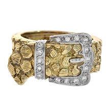 0.30 Carat Round Cut Diamond Nugget Style Buckle Ring 18K Yellow Gold - $1,088.01