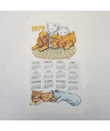 1979 Cloth Wall Calendar Hanging Vintage Kittens Puppies Cat Dog Fabric - £6.69 GBP