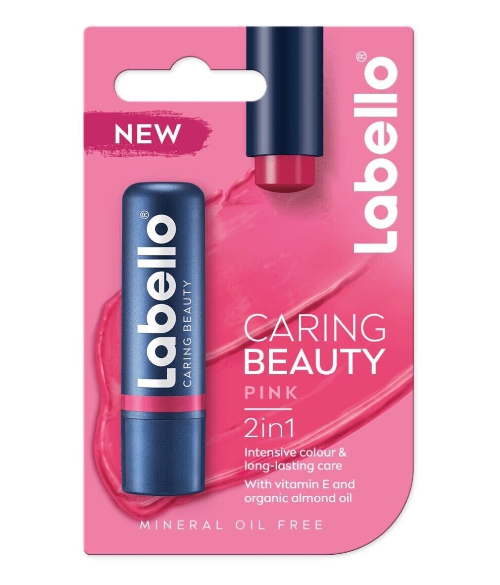 Labello Caring Beauty PINK lip balm/ chapstick -1ct. FREE US SHIPPING