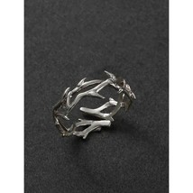 Unisex Silver Crown of Thorn Ring – Adjustable Gothic Crown Jewelry - $279.59 MXN