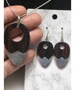 Sterling Silver 925 Wooden Earrings And Necklace 17” - $56.70
