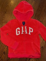 GAP Girls Red Jacket Full Zip White Sequin Hooded Fleece Size L 10 ~ Wor... - £5.69 GBP