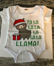 Lindsabeh Boy&#39;s White &quot;Fa La La Llama&quot; Holiday Bodysuit Size 3-6M - $10.00