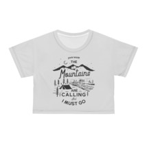 Personalized Mountain Range &amp; River Design Printed Crop Tee | Black and ... - £29.16 GBP+