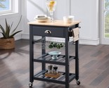 Model Hmpnw-70 Hampton Kitchen Cart In Blue With Solid Rubberwood Top Fr... - $141.94