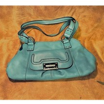 Tignanello Sky Blue Pebbled Leather Double Zipper Double Strap Satchel - $26.73