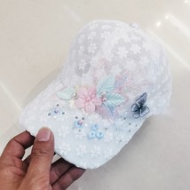 Summer Mesh Breathable Sun Protection Women&#39;s Hat Handmade Appliqu Baseball Cap  - $13.50