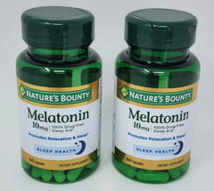 2x Nature's Bounty Melatonin, 100% Drug-Free Sleep Aid, 10 mg, 60 Count ... - $15.83