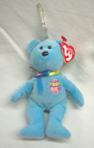 TY 2004 Basket Beanies BLUE CANDIES TEDDY BEAR 5" Plush Animal Easter Eg... - $14.85