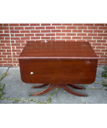 Vintage/Antique Wood Drop Leaf Dining Room Table with Metal Cap Feet - $325.00