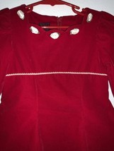 Vtg JENNY ANNIE DOTS  GIRLS 5 Red Velvet DRESS Long Sleeved USA - $19.79