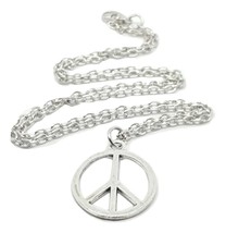 CND Necklace Peace Sign Pendant 20&quot; Chain Hippy Retro CND Bohemian Jewellery - £5.67 GBP
