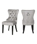 Erica Velvet Dining Chairs, Light Gray, Wood Legs - $429.99