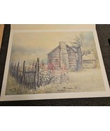 Ben Hampton Summer Hollyhocks Print Signed By Artist Cabin Lithograph Un... - $89.05