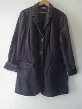 J. Jill Purple Wide Wale Corduroy Jacket with Crushed Velvet Cuffs Size L Large - £35.54 GBP