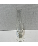 Vintage Crystal Clear Glass Floral Acid Etched Flower Vase Pedestal 9&quot; Tall - £13.73 GBP