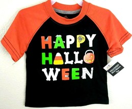 Toddler Boys Black &amp; Orange Happy Halloween T-Shirt Top Spiders Webs Bon... - $11.68