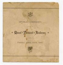 Mount Pleasant Academy Public Exercises Program 1885 Horseshoe 4 Leaf Cl... - $17.82