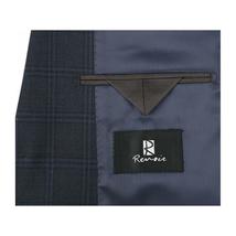 Men Renoir Suit Super 140 Wool Side Vent Slim Fit English Plaid 559-3 Navy Blue image 6