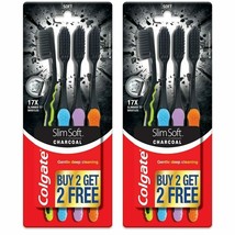 Pack Of 2 Colgate Slimsoft Charcoal Soft Toothbrush, Total 8 pcs Toothbrush Pack - $19.23