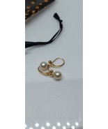 14 Karat Yellow Gold 8mm Pearl Dangle Drop Lever Back Earrings 14K J4211EY - $197.99