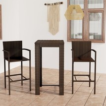 Outdoor Garden Patio 3 Piece Brown Poly Rattan Bar Set With 2 Chairs &amp; T... - $334.31