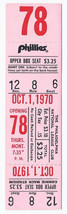 1970 Phillies Final Last Game at Connie Mack Stadium Full Ticket October 1st - £204.62 GBP