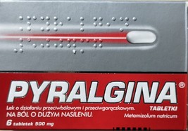 PYRALGINA 500 mg x 6 tab Pain &amp; Fever Relief - £14.15 GBP