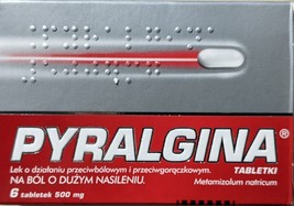 PYRALGINA 500 mg x 6 tab Pain &amp; Fever Relief - £13.91 GBP